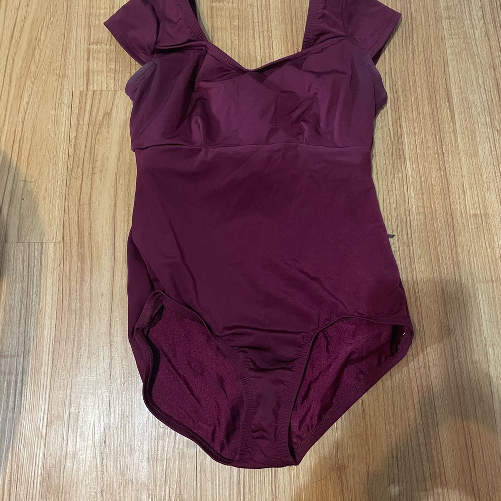 Maroon cap sleeve leotard